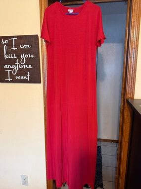 LuLaRoe Red Short-Sleeve Maxi Dress
